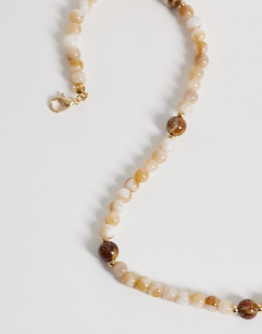 ONLY – Pärlhalsband i jordnära toner, 4 av 4