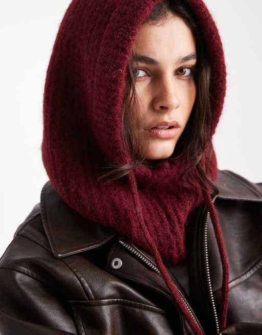 ONLY - Passamontagna in maglia bordeaux        