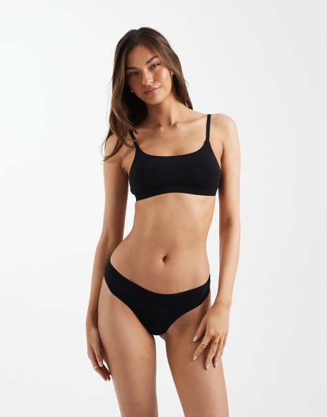 ONLY – Peached – Svart underklädesset med stringtrosa och bralette - view 1
