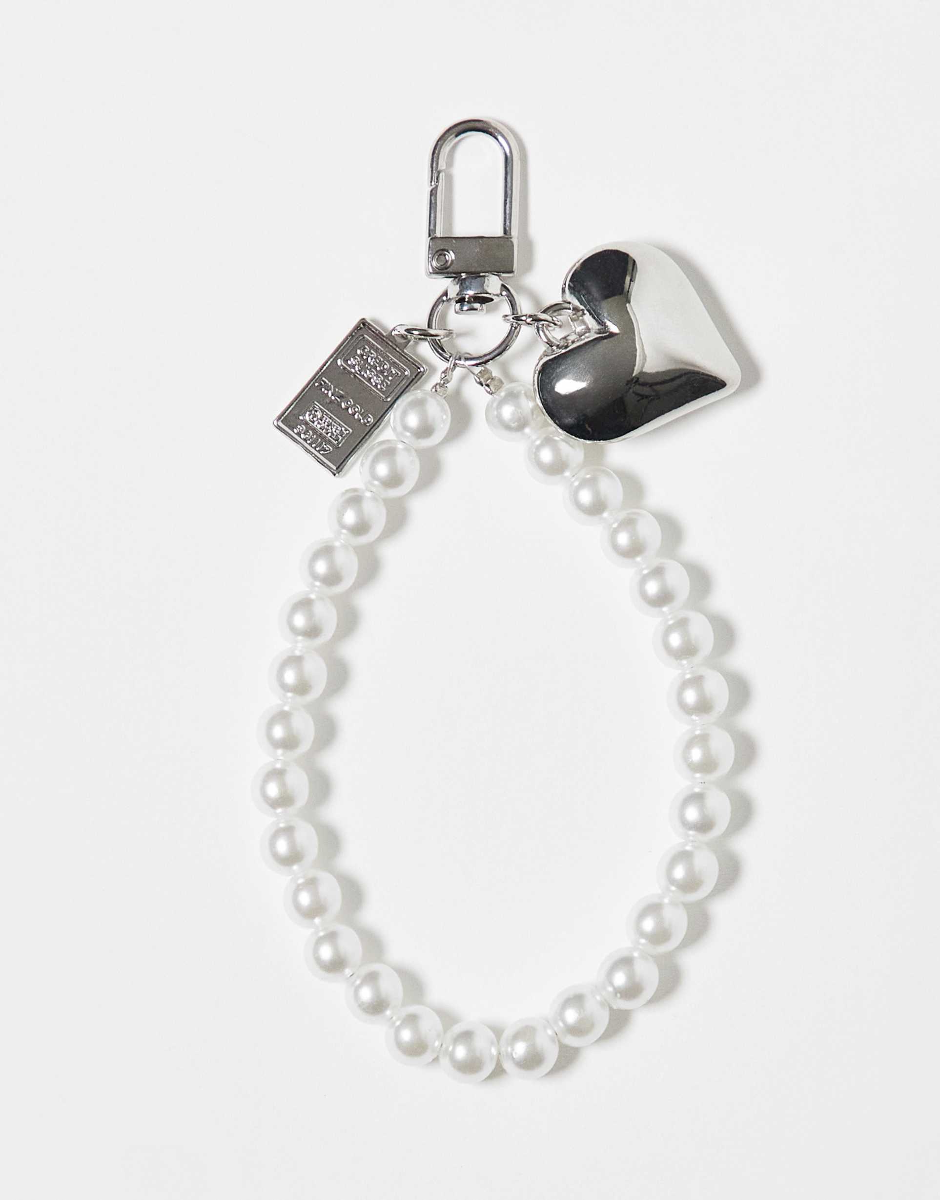 only pearl bag charm in silver