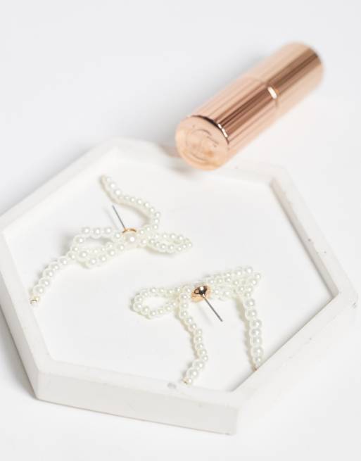 ONLY pearl bow earrings in white, 2 of 4