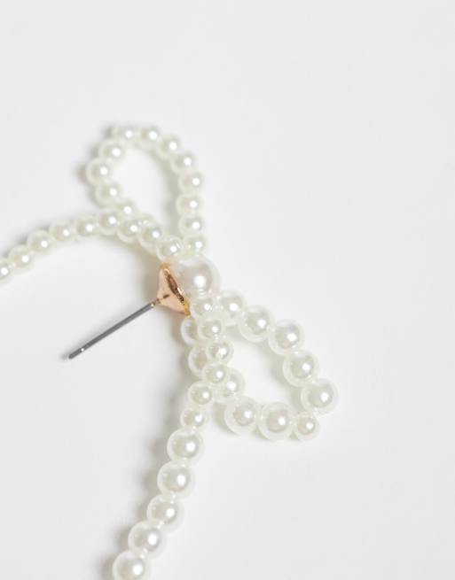 ONLY pearl bow earrings in white, 3 of 4