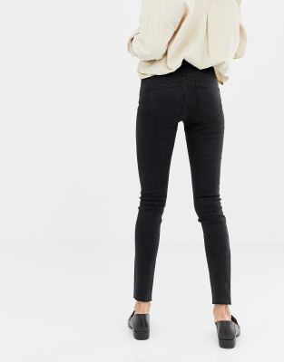 mid rise raw hem jeans