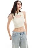 [ONLY] ONLY peekaboo knitted crop top in off white 10 WHITE