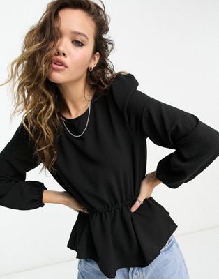 Only peplum blouse in black