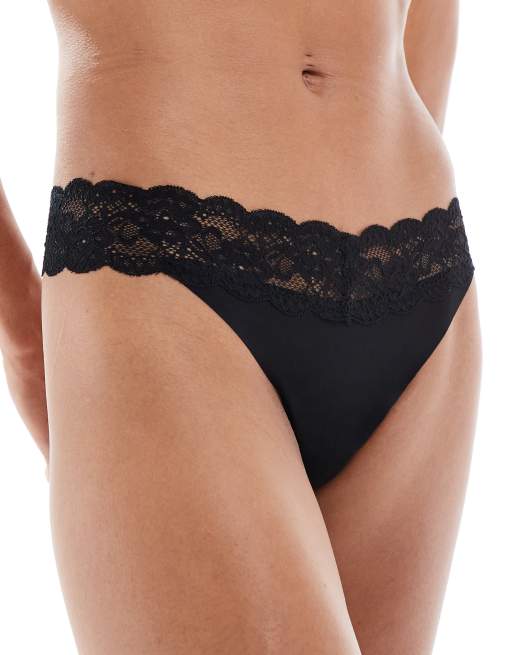 ONLY - Perizoma nero con bordi in pizzo, 3 di 4