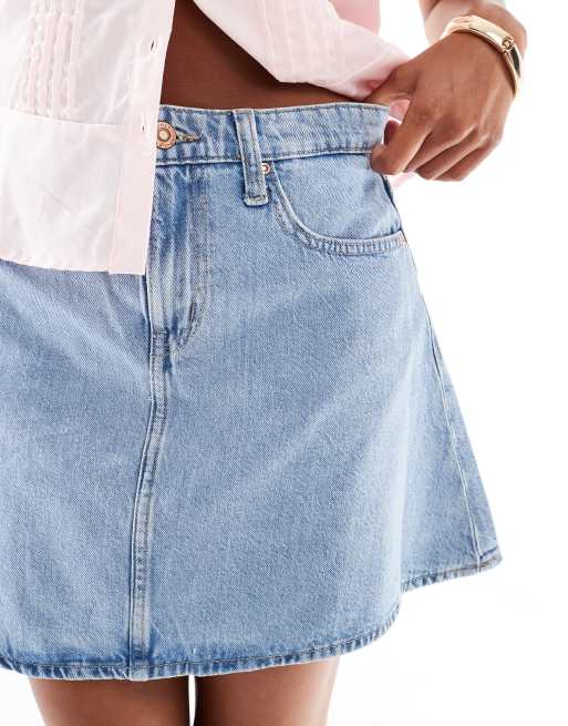 ONLY Petite a-line denim mini skirt in light blue, 5 of 5