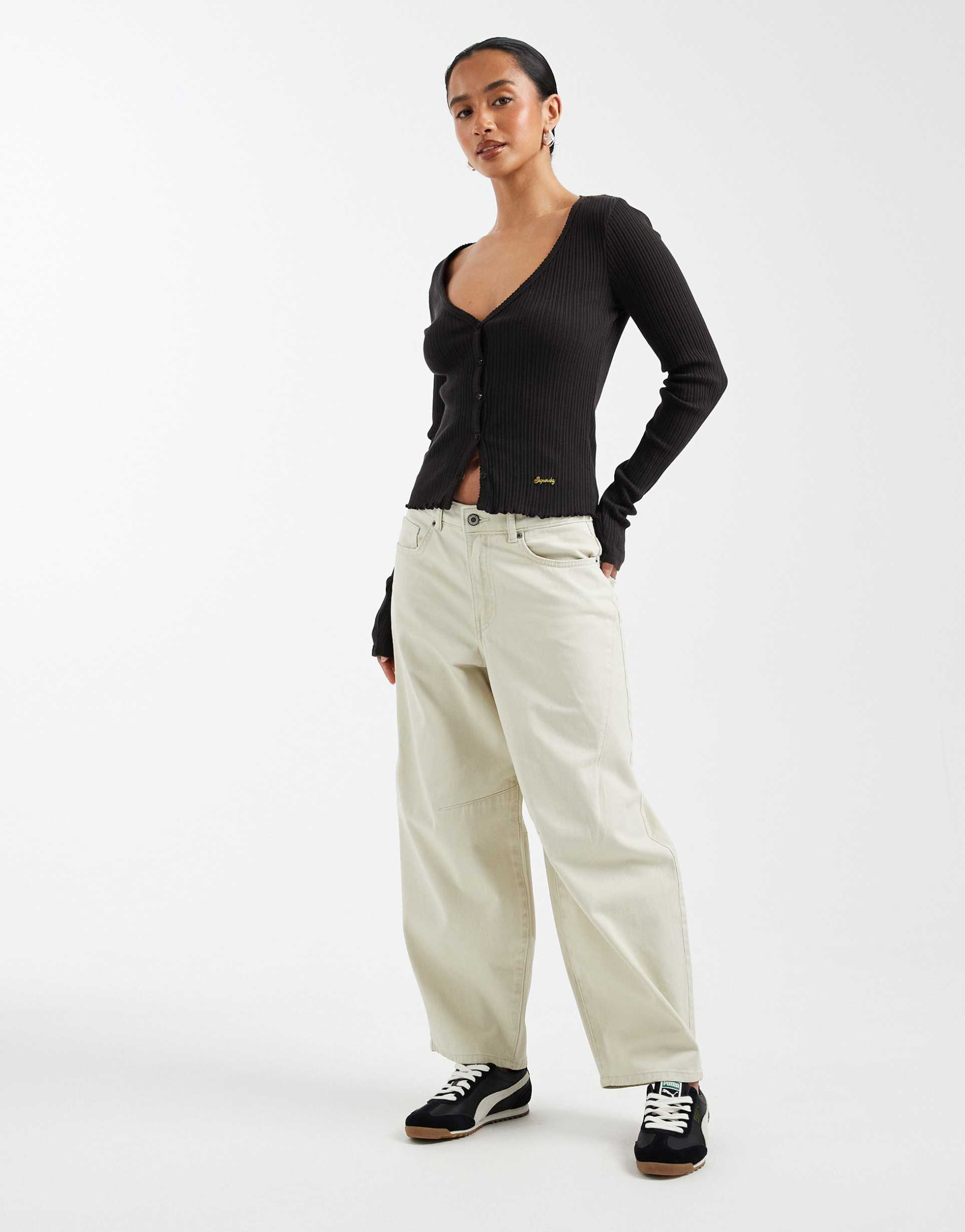 only petite barrel pants in stone