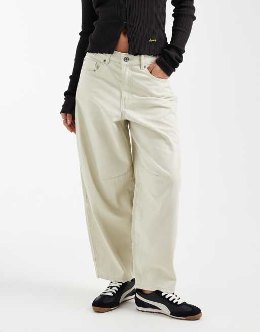 ONLY Petite - Beige bukser med barrel-ben, 4 af 5