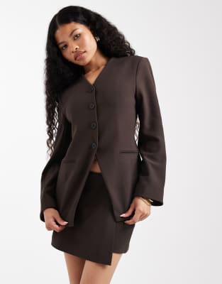 Only Petite - Blazer in Braun mit Struktur, Kombiteil-Brown
