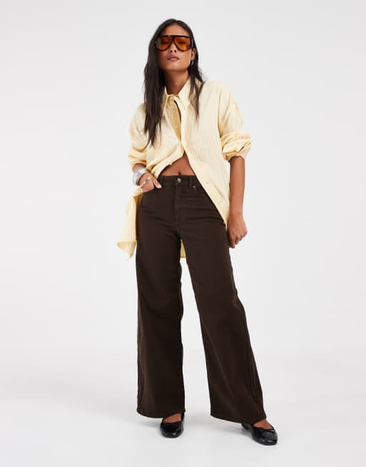 ONLY Petite Blush high-waist wide leg jeans in dark brown, 2 of 5