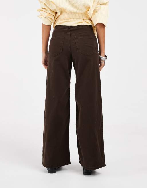 ONLY Petite Blush high-waist wide leg jeans in dark brown, 5 of 5