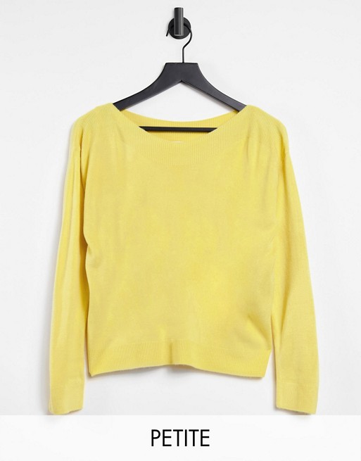 Only Petite boatneck jumper in yellow