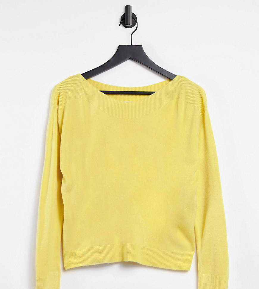 Only Petite boatneck jumper in yellow-Neutral