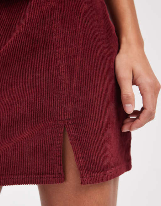 ONLY Petite - Bordeaux fløjlsnederdel, 5 af 5