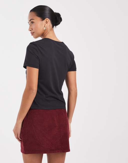 ONLY Petite – Bordowa sztruksowa spódnica, 4 z 5