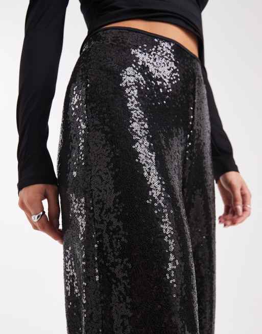 ONLY Petite - Broek met hoge elastische taille en lovertjes in zwart, 5 van 5
