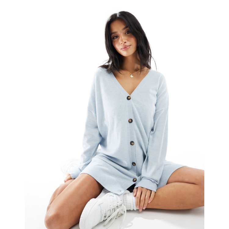 Only Petite button down longline cardigan in pale blue ASOS