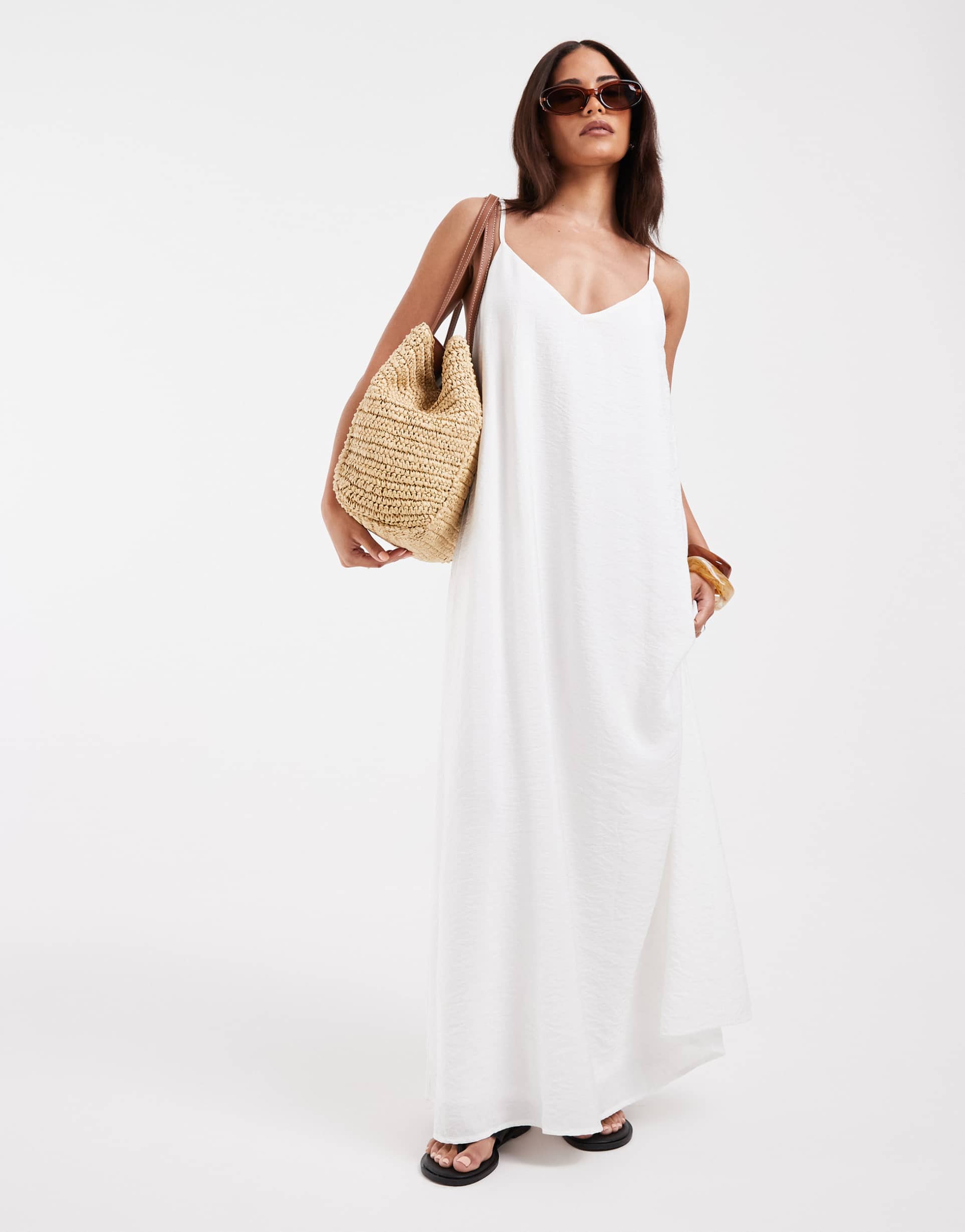 only petite cami maxi dress in white