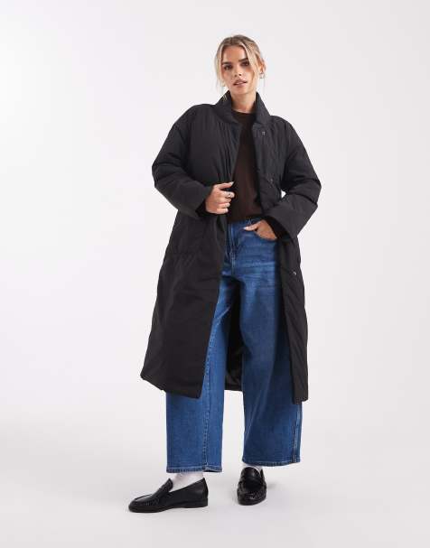 ONLY Petite - Cappotto taglio lungo nero allacciato in vita - view 1