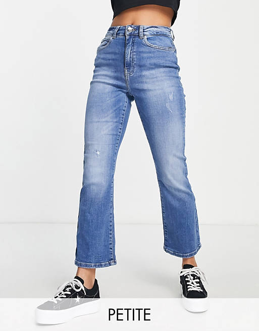 Only Petite Charlie kick flare jeans in light blue wash 