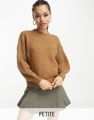 ONLY Petite chunky knit jumper in camel
