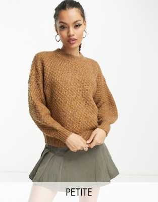 Only Petite chunky knit sweater in camel-Pink