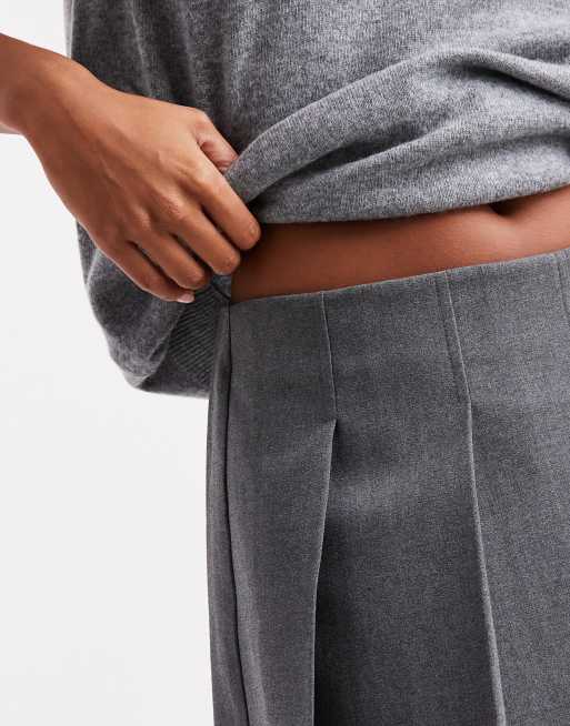 ONLY Petite – Ciemnoszare plisowane spódnicospodnie z wiązaniem, 5 z 5