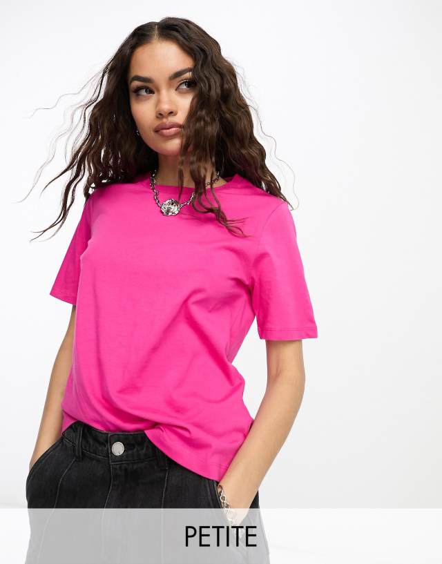 Only Petite crew neck t-shirt in bright pink