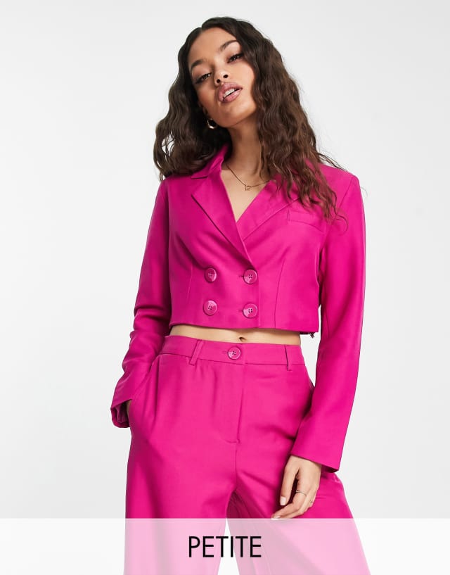 Only Petite cropped blazer in pink - part of a set