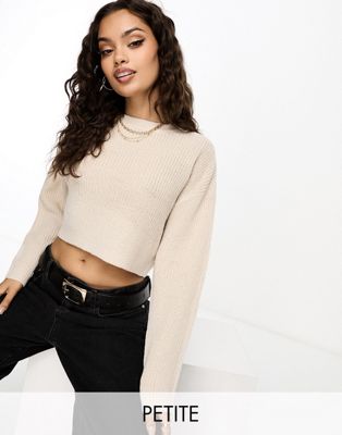 Only Petite cropped jumper in cream