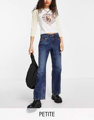 Only Petite dad jean in mid blue wash  - ASOS Price Checker