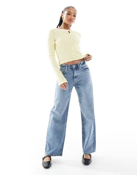 ONLY Petite - Ella - Jean droit à taille mi-haute - Bleu moyen - view 1