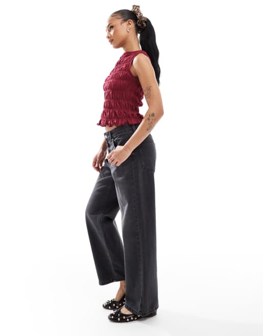 ONLY Petite Ella mid waist straight fit jeans in washed black, 2 of 5