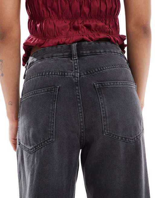 ONLY Petite Ella mid waist straight fit jeans in washed black, 3 of 5