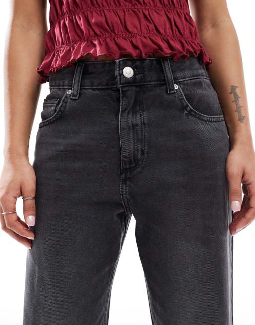 ONLY Petite Ella mid waist straight fit jeans in washed black, 5 of 5