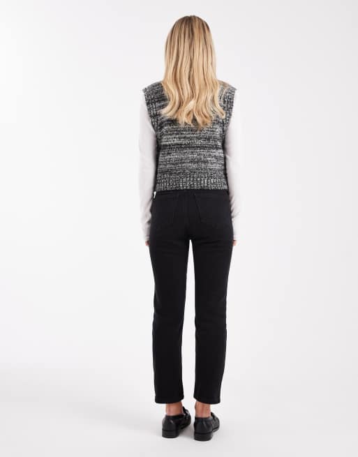 Only Petite – Emily – Czarne jeansy z wysokim stanem i prostymi nogawkami, 2 z 5