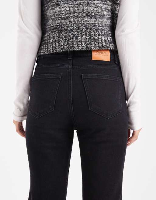 Only Petite – Emily – Czarne jeansy z wysokim stanem i prostymi nogawkami, 4 z 5