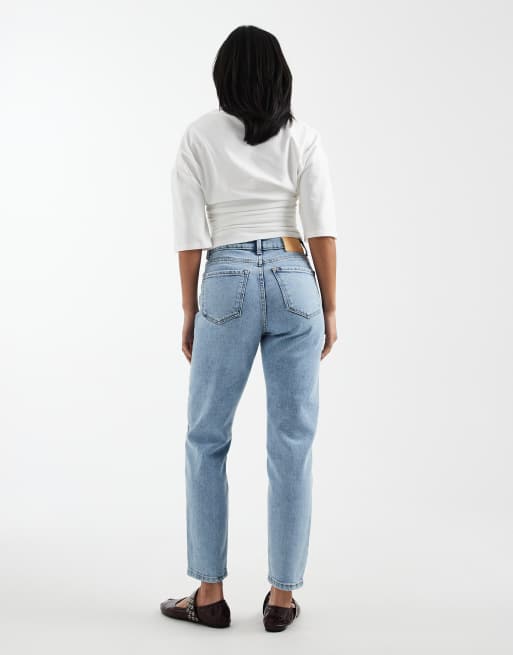 ONLY Petite – Emily – Gerade geschnittene Jeans in Hellblau mit hohem Bund, 2 von 5