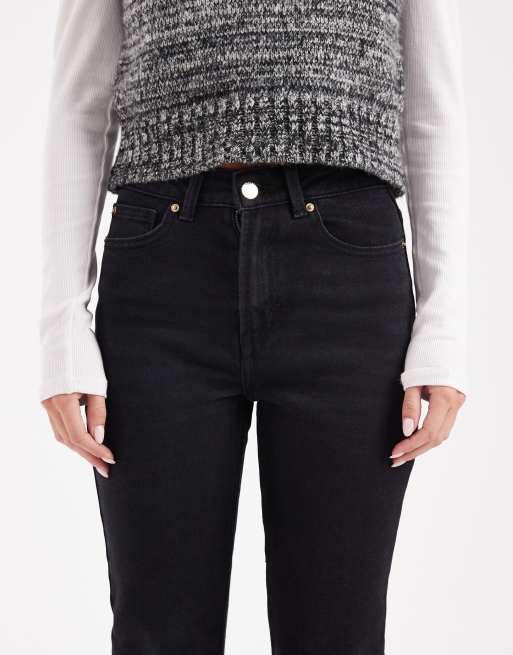 ONLY Petite Emily high waist straight leg jeans in black ASOS