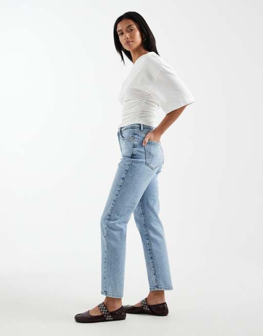 ONLY Petite – Emily – Ljusblå, raka jeans med hög midja, 3 av 5