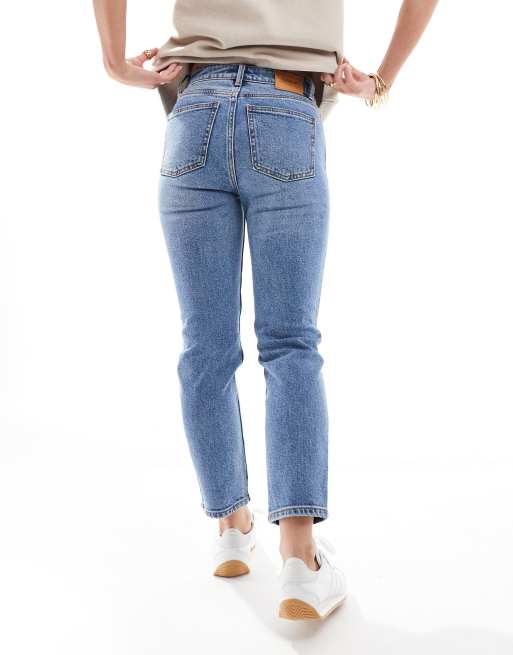 Only Petite – Emily – Niebieskie jeansy z wysokim stanem i prostymi nogawkami	, 2 z 5
