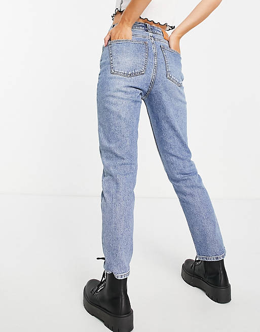  Only Petite Emily straight leg jeans in medium blue 