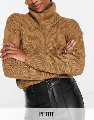 Only Petite exclusive roll neck jumper in camel - ASOS Price Checker