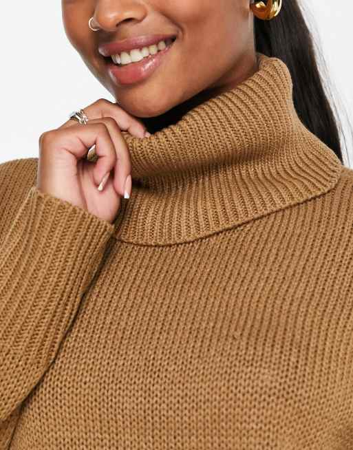 Only Petite exclusive roll neck jumper in camel ASOS