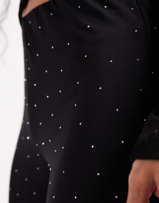 ONLY Petite - Flare-broek met strass steentjes in zwart, 5 van 5