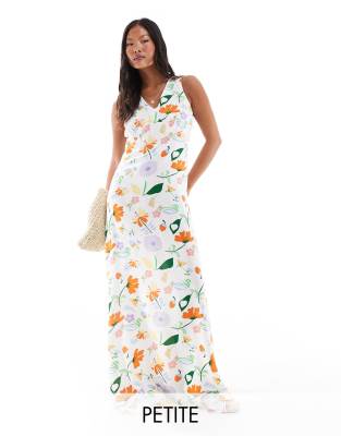 floral print maxi dress in white