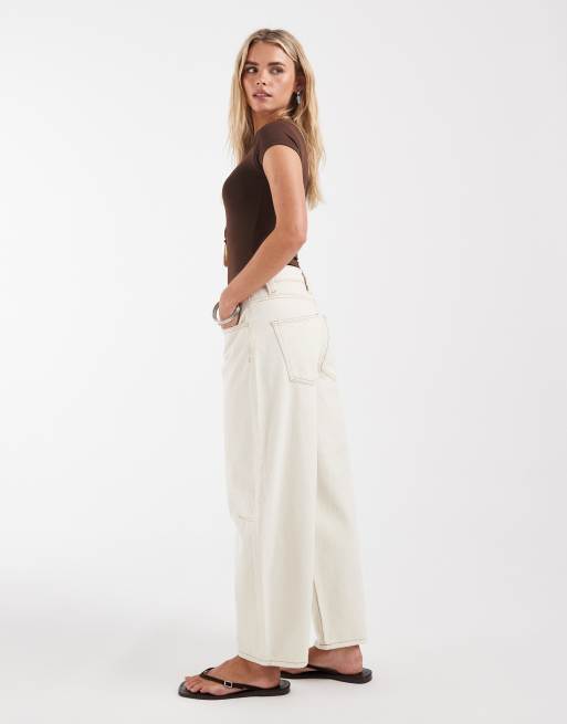 ONLY Petite – Frankie – Barrel-Leg-Jeans in Ecru mit hohem Bund, 3 von 5