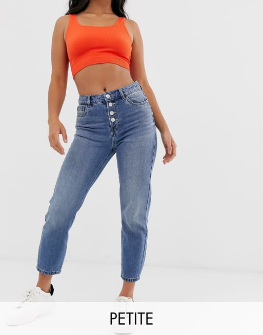 Only Petite Gerade Geschnittene Jeans Mit Knopfen Asos