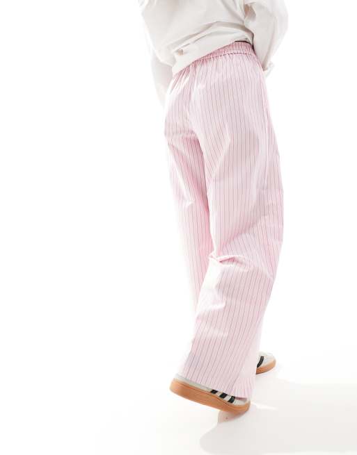 ONLY Petite - Gestreepte broek met wijde pijpen in roze en rood , 4 van 5